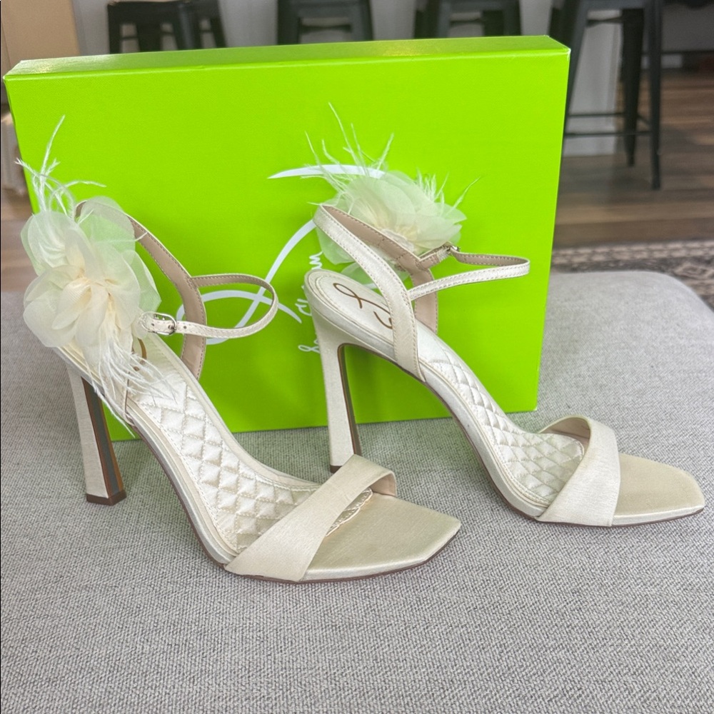 Sam Edelman Beige Heels with Floral Accent